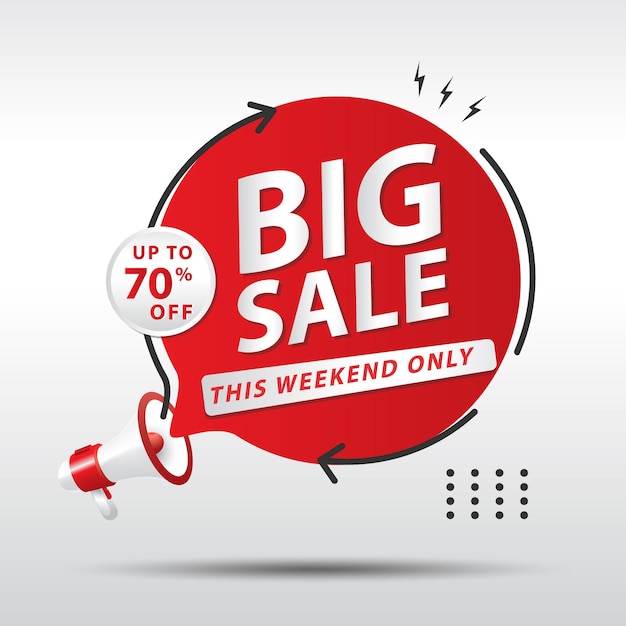 Big sale banner with megaphone. premium vector