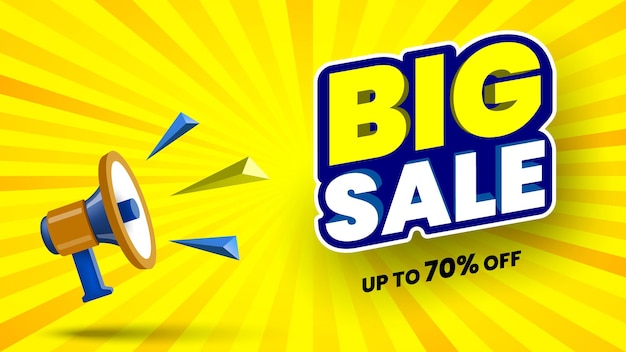 Big sale banner with megaphone vector illustration