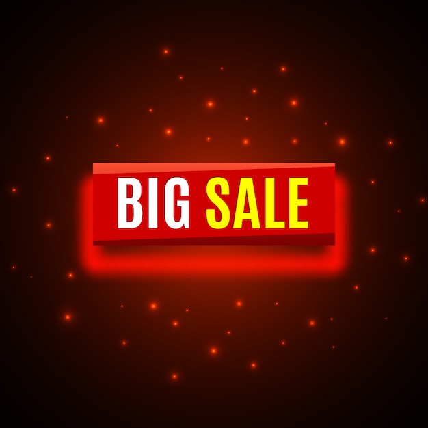 Big sale banner with neon lights.