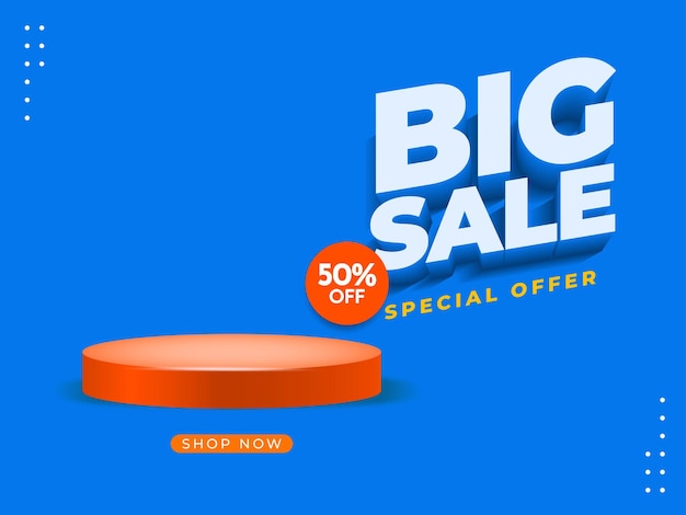 Big sale banner with podium template design