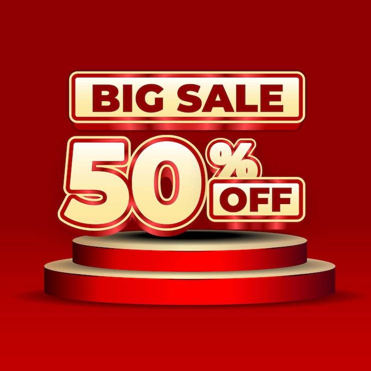 Vector big sale banner with podium