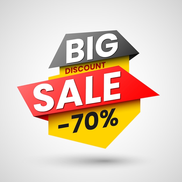 Big sale banner with shadow.  illustration.