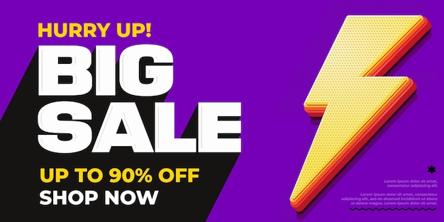 Big sale banner with up to 90 percent discount