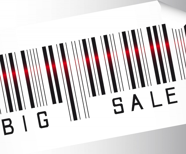 Big sale bar code  over gray background vector close up