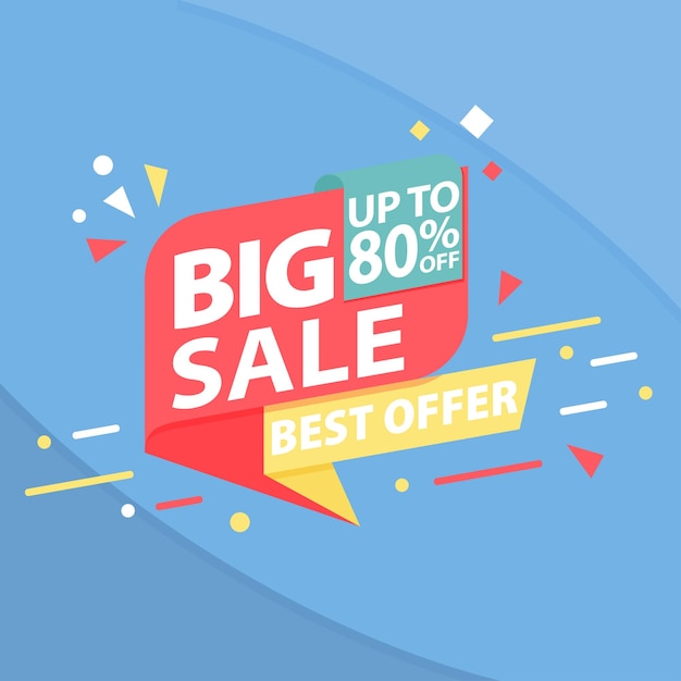 Big sale best offer promotion banner template vector flat color design illustration