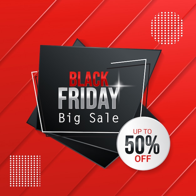 Big sale for black friday on red background 