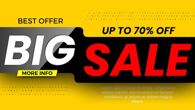 Big sale black and yellow banner Vector illustration