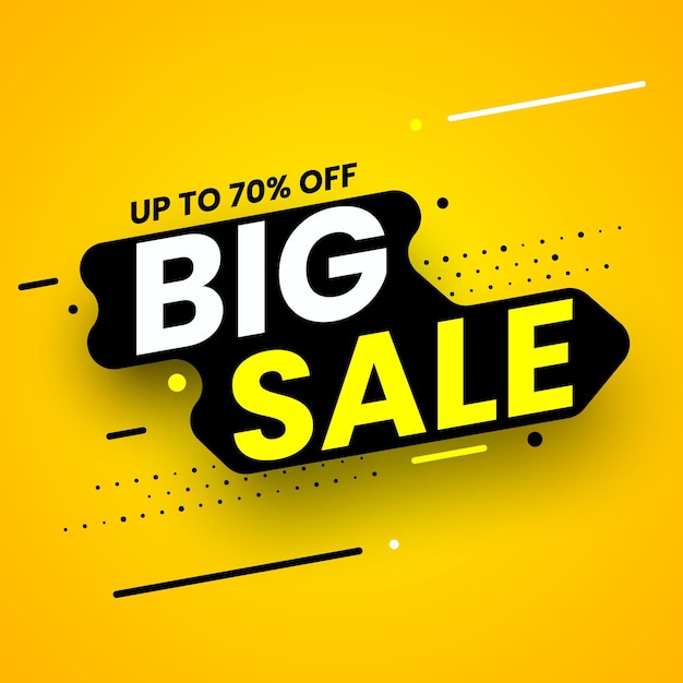 Big sale black and yellow banner Vector illustration