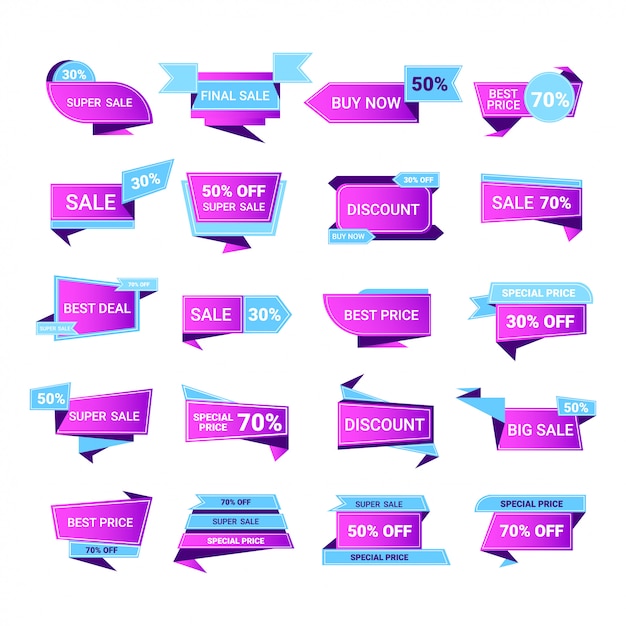 big sale buy now stickers set special offer shopping discount badges abstract banners promo marketing symbols for advertising campaign in retail