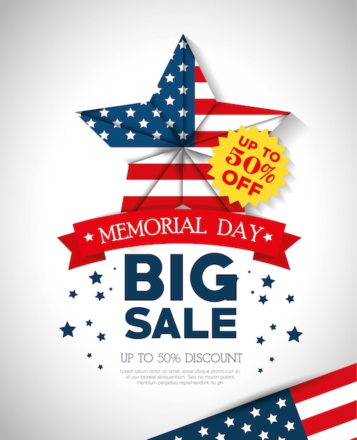 Vector big sale commercial label for memorial day