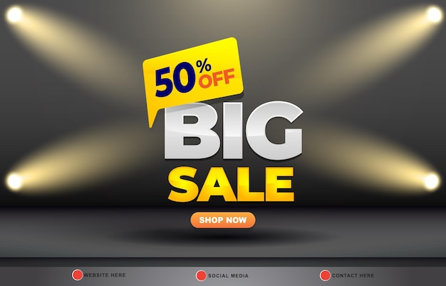 big sale discount template banner with copy space for product sale with abstract gradient black and yellow background design 046