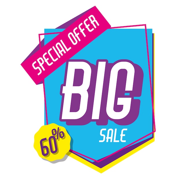 Big sale discounts colorful shopping poster 