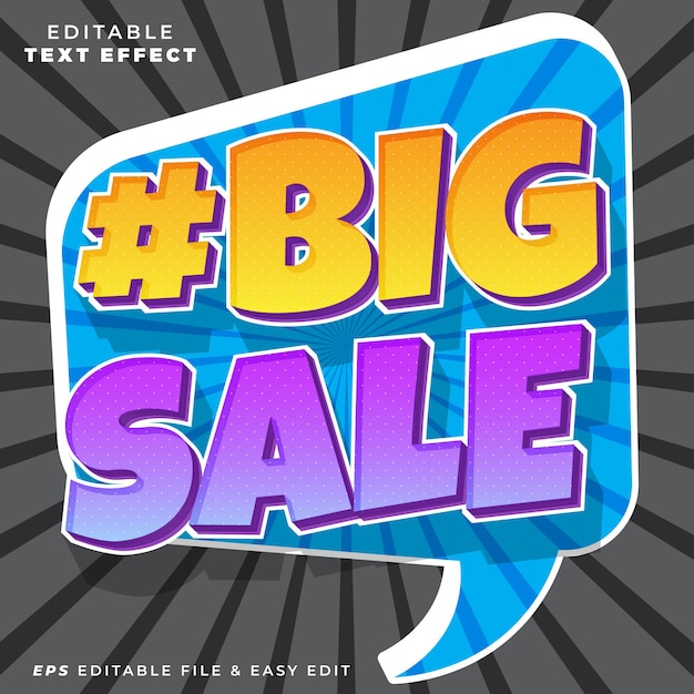 Big sale editable text effect social media post