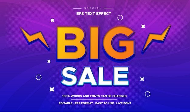 Vector big sale editable text style effect themed sales promotion