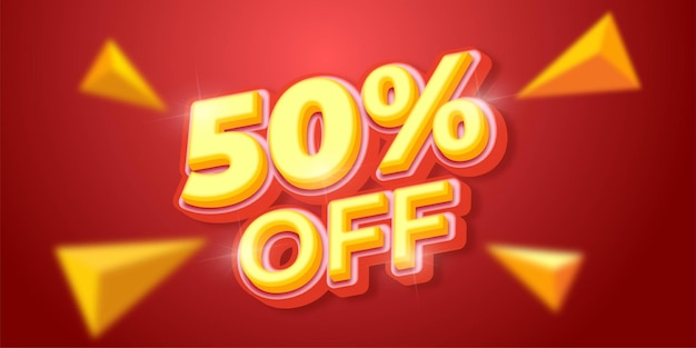 Big sale fifty percent off background with 3D style editable text effect