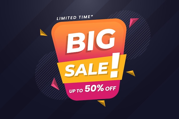 Big sale flat discount online shopping promotion banner template abstract vector background