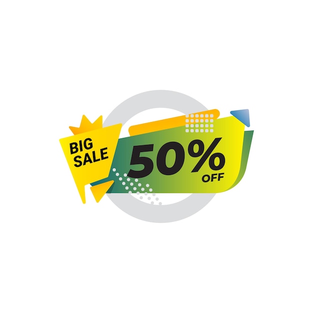 A big sale logo with a big sale 50 % off