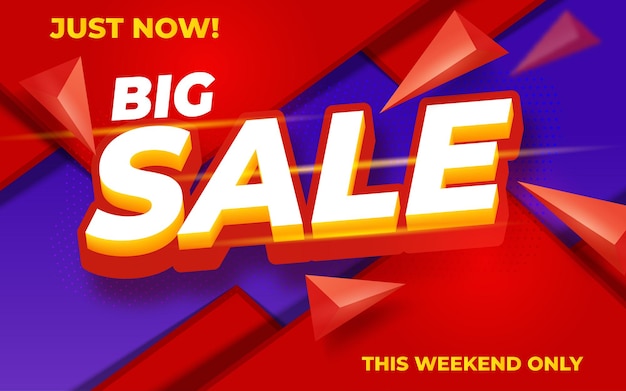 Big sale modern banner design template on red