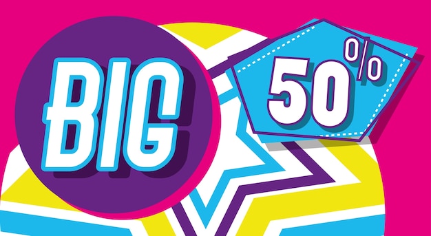 Vector big sale poster colorful memphis style