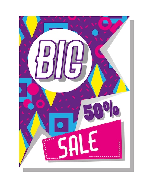 Big sale poster colorful memphis style 