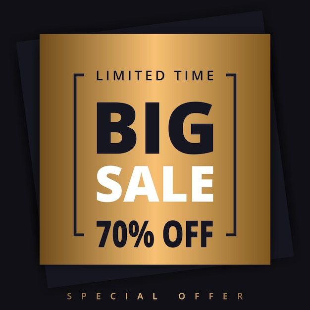 Vector big sale promotion golden luxury banner template