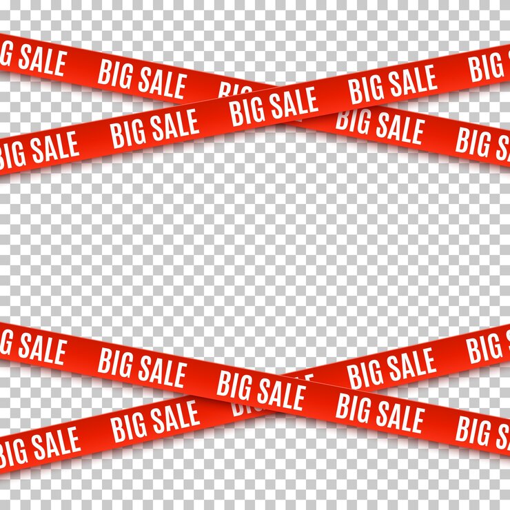 Vector big sale red banners. set of warning tapes, ribbons on transparent background. template for brochure, poster or flyer 