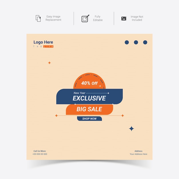 Vector big sale social media banner template design