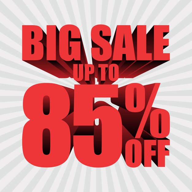 Vector big sale special offer discount template up to 85 percent vector template