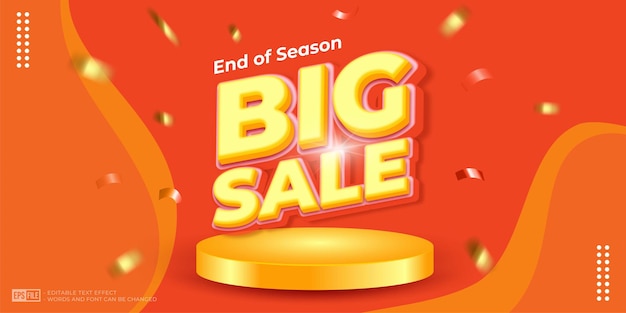 Big sale special offer with podium on 3D style editable text effect