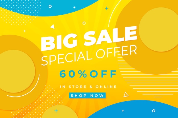 Vector big sale special offer yellow background with circular shapes