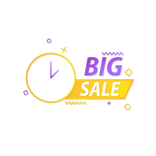 Big sale tag with clock