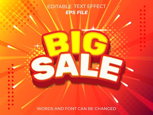 big sale text effect font editable typography 3d text vector template