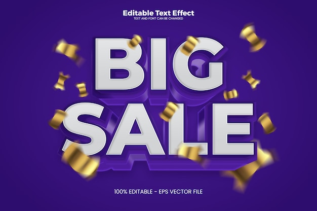 Big sale text effect in modern trend style