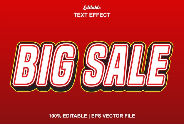 Big sale text effect with 3d style and editable