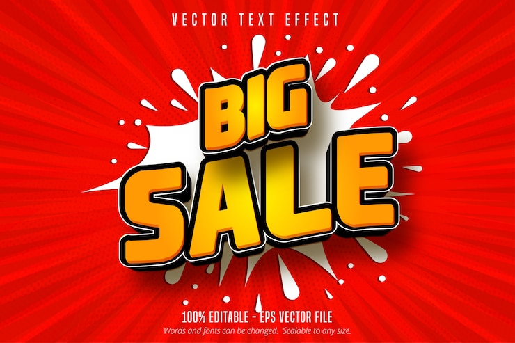 Vector big sale text, shopping style editable text effect
