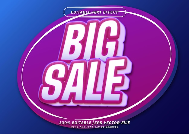 Big sale text style editable effect