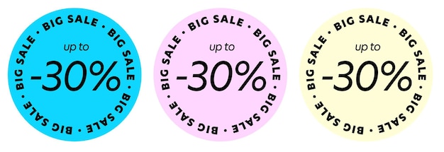 Big sale up to  percent off sticker stamp design round shape discount label badge layout offering ne...