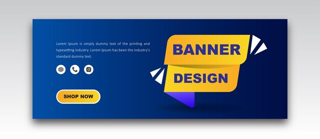 Design di banner web di grande vendita in colore blu e giallo