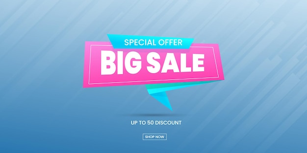 Vector big sale with an abstract gradient background, up to 50 off.