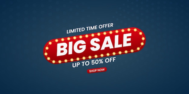 Big sale with an abstract gradient background, up to 50 off.