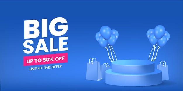 Vector big sale with fifty percent discount banner template