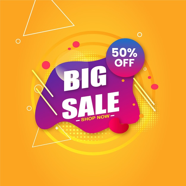 Big sales background with abstract shapes