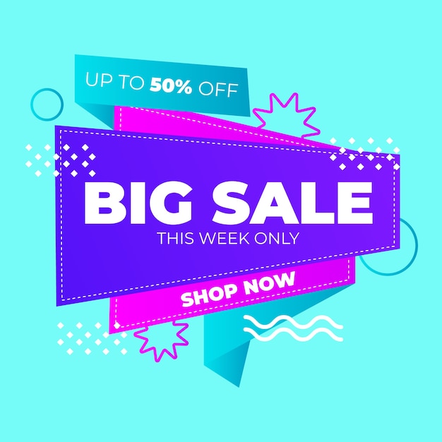 Vector big sales only one week banner in origami style