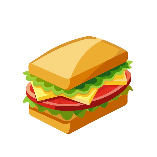 Vector big sandwich food icon cartoon style on white background