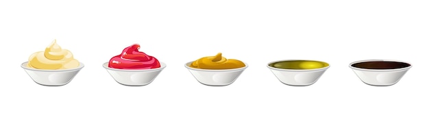 Vector big sauce in bowls set