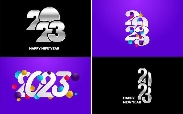 Vettore grande set di 2023 happy new year logo design del testo 2023 numero modello di progettazione collezione del 2023