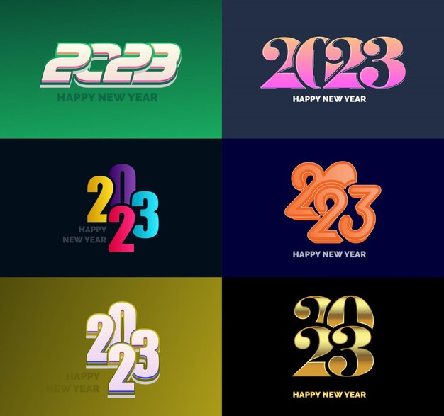 Big set of 2023 happy new year logo text design 2023 number design template vector new year illustration