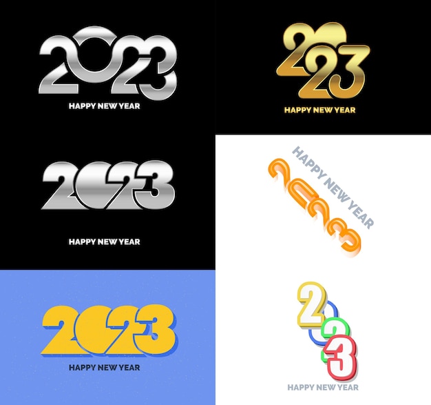 Vettore grande set di 2023 happy new year logo text design 2023 numero modello di progettazione vector new year illustration