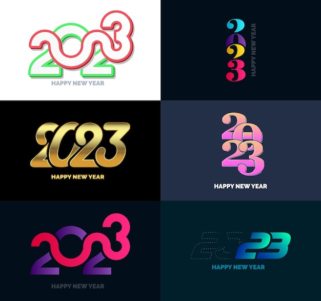 Big Set of 2023 Happy New Year logo text design 2023 number design template