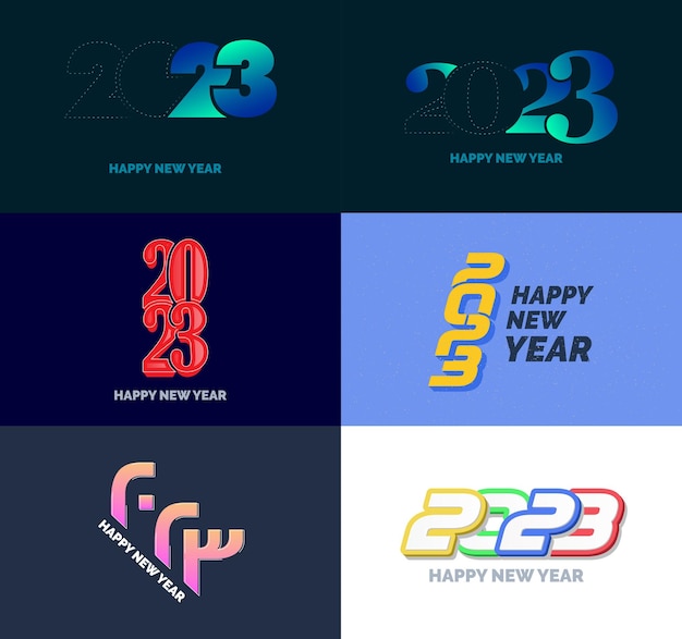 Vector big set of 2023 happy new year logo text design 2023 number design template